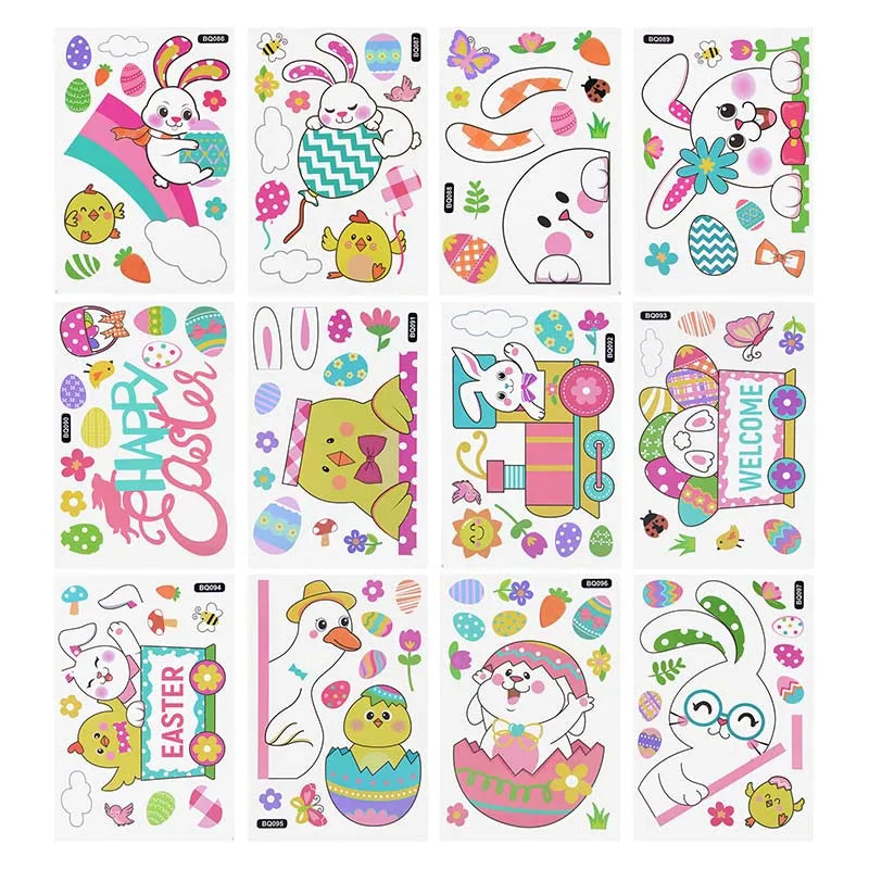 Happy Easter Window Glass Stickers Cartoon