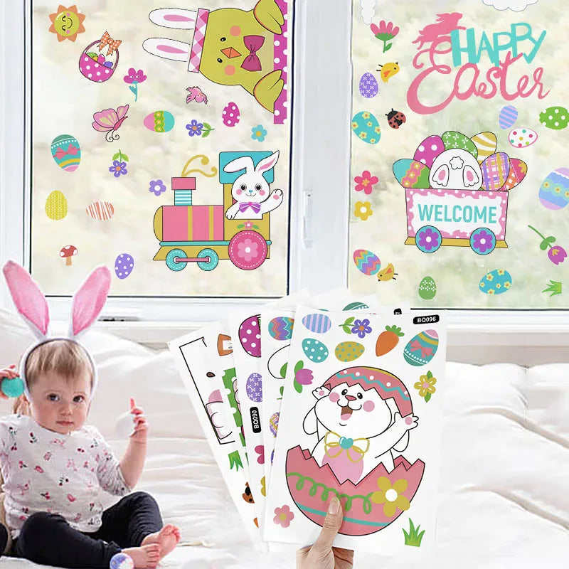 Happy Easter Window Glass Stickers Cartoon