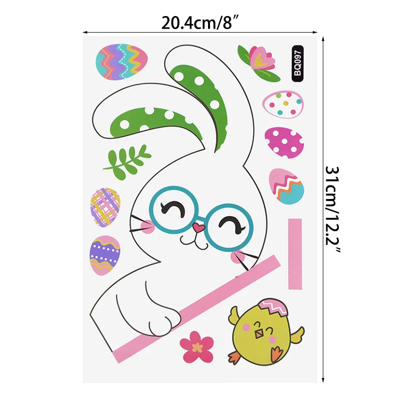 Happy Easter Window Glass Stickers Cartoon