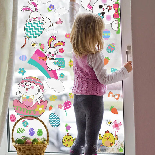 Happy Easter Window Glass Stickers Cartoon